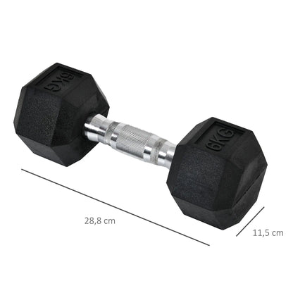 Set di manubri HOMCOM da 6 kg con barra di collegamento in metallo e testa esagonale, peso totale di 12 kg, per allenamento in casa, palestra, ufficio, nero e argento